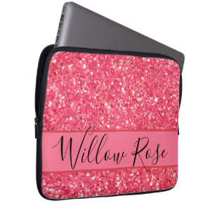Pink fun sparkle glitter pattern, gift for her  laptop sleeve