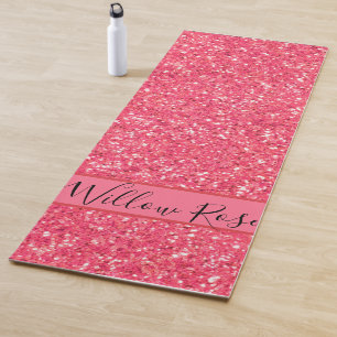 Pink fun sparkle glitter pattern, gift for her   yoga mat
