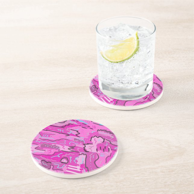 Pink! Fun with Abstract Art Coaster (Side)