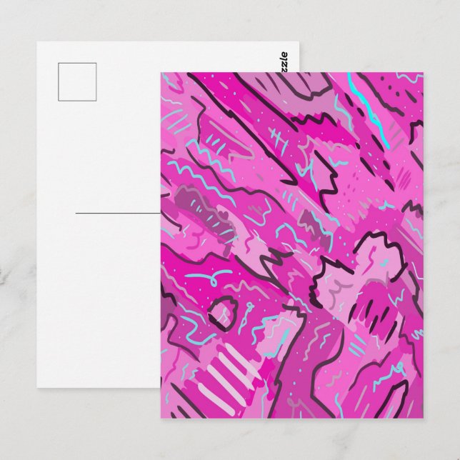 Pink! Fun with Abstract Art  Postcard (Front/Back)