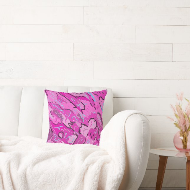 Pink! Fun with Abstract Art  Throw Pillow (Couch)