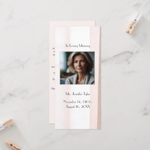 Pink Funeral Memorial Prayer Bookmark Card