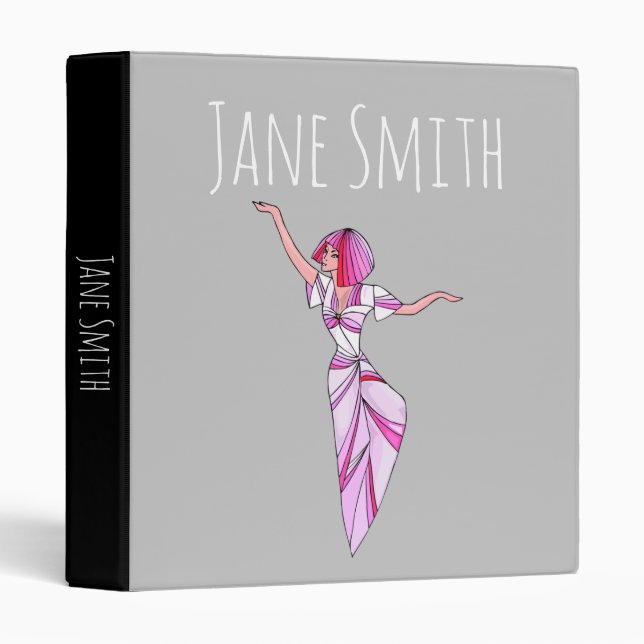 Pink funky dancer girl with pink hair binder (Front/Spine)