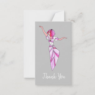 Pink funky dancer girl with pink hair card
