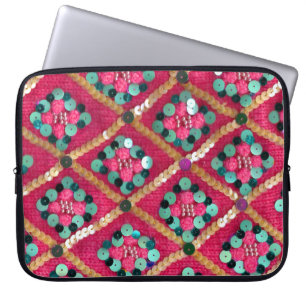 Pink Funky Knitted Glam Textile Design Laptop Sleeve
