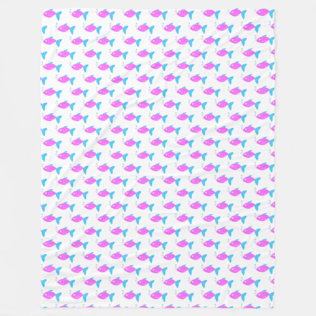 Pink funny fish fleece blanket (Front)