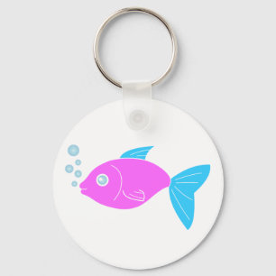 Pink funny fish keychain