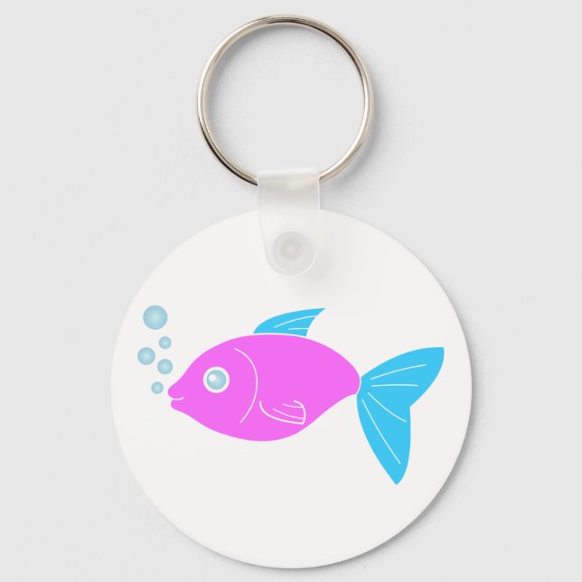Pink funny fish keychain (Front)