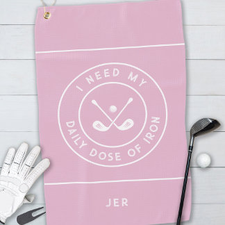 Pink Funny Golfer Iron Quote Personalized Modern Golf Towel