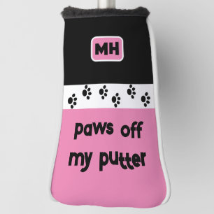 Pink Funny Paws off My Putter with Initials Golf Head Cover