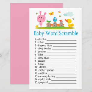Pink funny rabbit Baby word scramble game