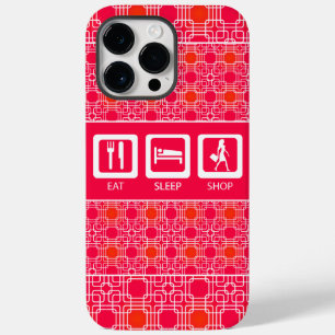Pink Funny Shopaholic Eat Sleep Shop Award Case-Mate iPhone 14 Pro Max Case