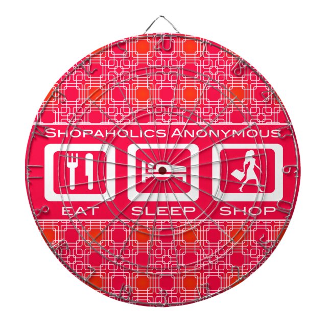 Pink Funny Shopaholic Eat Sleep Shop Award Dartboard (Front)