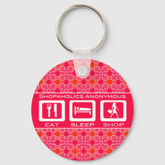 Pink Funny Shopaholic Eat Sleep Shop Award Keychain