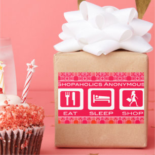 Pink Funny Shopaholic Eat Sleep Shop Award Sticker