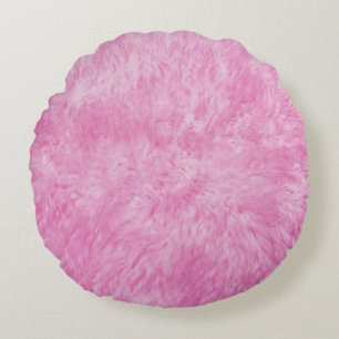 Pink Fur Frenzy Round Pillow