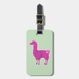 Pink Furry Llama Luggage Tag