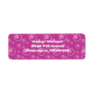 Pink Fuschia Dots Circle Return Address Labels
