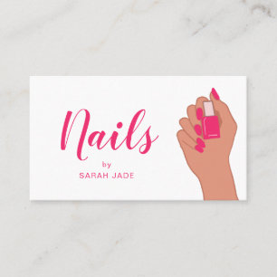 Pink Fuschia Modern Hand Nails Polish Nail Salon Business Card
