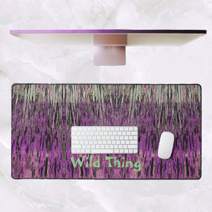 Pink Fuschia Purple and Green Wild Thing Abstract Desk Mat