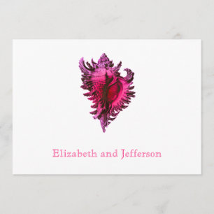 Pink Fuscia Sea Shell Modern Wedding Invitation