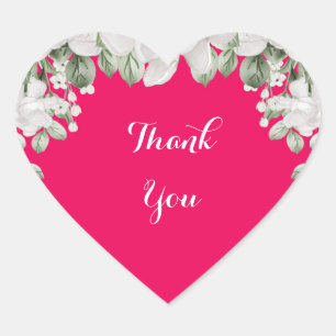 pink fushia bridal shower invitation heart sticker