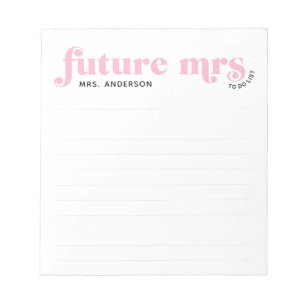 Pink Future Mrs. To Do List Vintage Typography Notepad