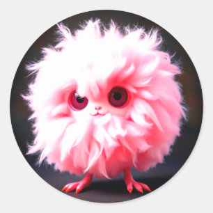 Pink Fuzzy Cute Critter Classic Round Sticker
