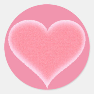 Pink Fuzzy Heart Customizable Classic Round Sticker