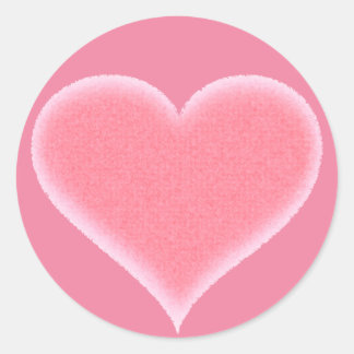 Pink Fuzzy Heart Customizable Classic Round Sticker