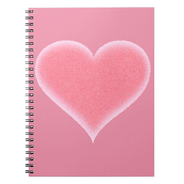 Pink Fuzzy Heart Customizable Notebook (Front)