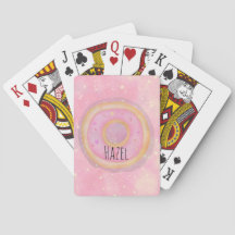 Pink Galaxy Doughnut Playing Cards Custom Name