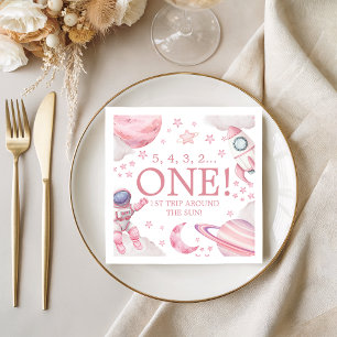 Pink Galaxy First Trip Around the Sun Napkin