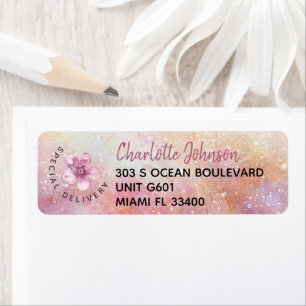 Pink Galaxy Flower Adresse de retour de livraison 