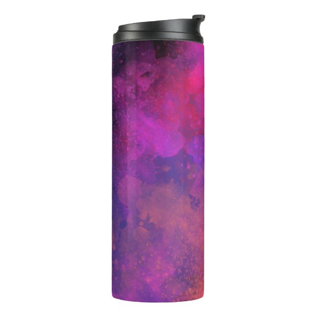 Pink Galaxy Paint Splatter Effect  Thermal Tumbler (Rotated Left)