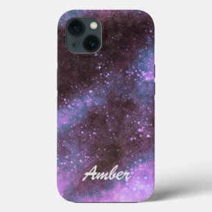 Pink Galaxy Sparkles Abstract Personalized iPhone 13 Case