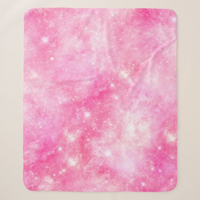 Pink Galaxy Universe Sherpa Blanket (Front)