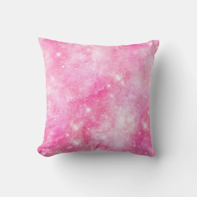 Pink Galaxy Universe Throw Pillow (Front)