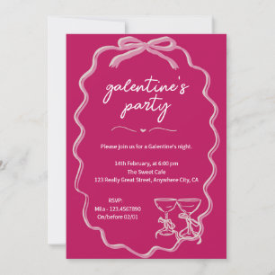 Pink Galentines Girls Night Valentine’s Invitation