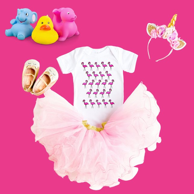 Pink Garden Flamingo Pattern Baby Jersey Bodysuit (Pink Flamingo Pattern Toddler Bodysuit)