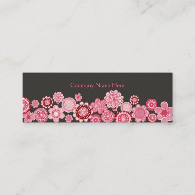 Pink Garden Grey Skinny Business Profile Card (Front)