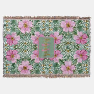 Pink Garden Mosaic Throw Blanket