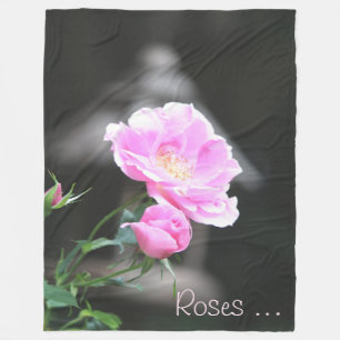 Pink Garden Rose Fleece Blanket