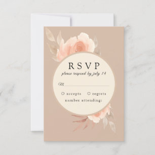 Pink garden rose in a frame Botanical wedding RSVP Card