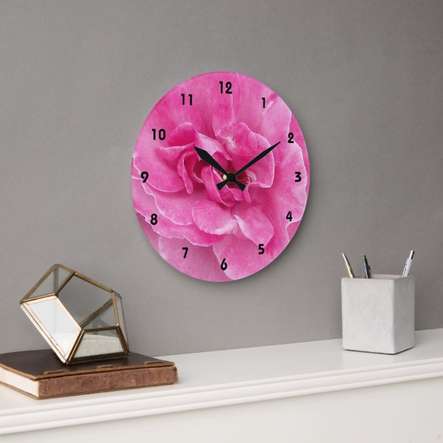 Pink Garden Rose Large Clock (Office)