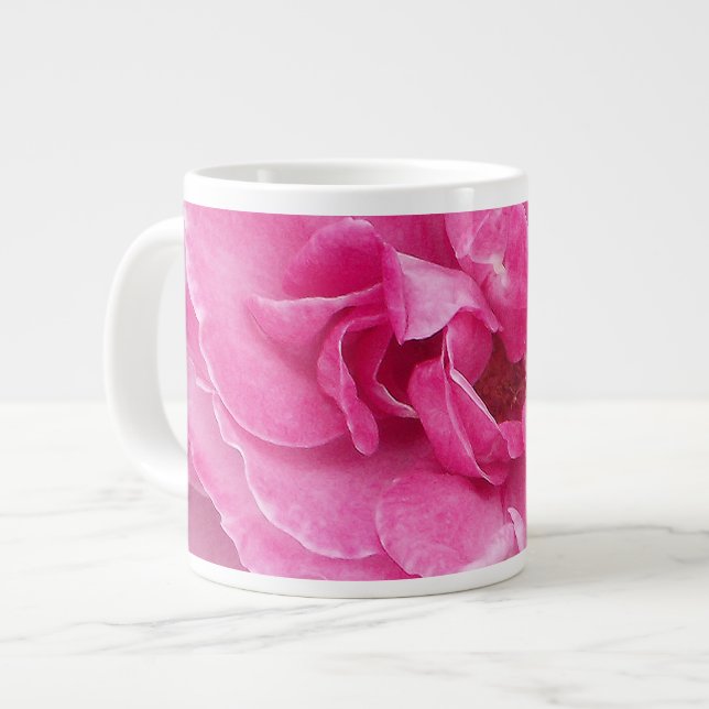 Pink Garden Rose Large Coffee Mug (Front Left)