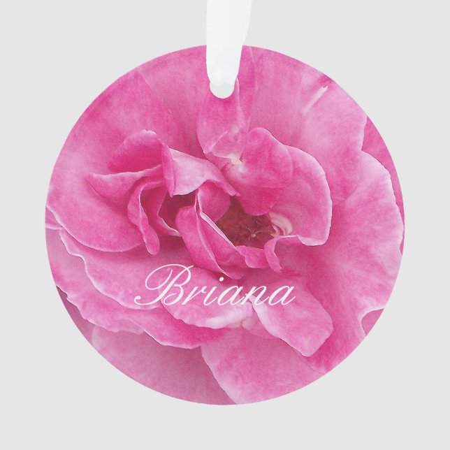 Pink Garden Rose Ornament (Front)