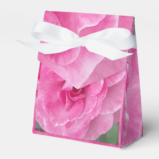 Pink Garden Rose Ribbon  Favor Box (Front Side)