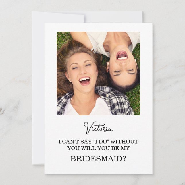 Pink Garden Rose Wedding Bridesmaid Proposal Card (Front)