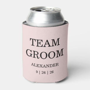 Pink Garden Rose Wedding Can Cooler